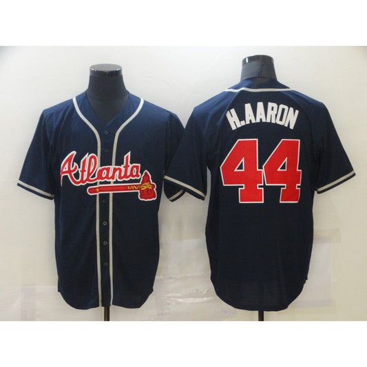 Atlanta Braves #44 Hank Aaron Navy Blue RONA Stitched Cool Base Jersey