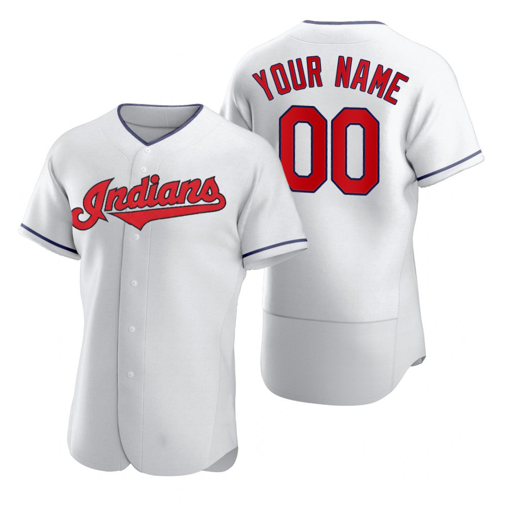 Custom Cleveland Indians White RONA 2020 Stitched Flex Base Jersey