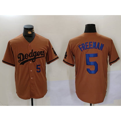 Los Angeles Dodgers #5 Freddie Freeman Number Olive RONA Cool Base Limited Stitched Jerseys