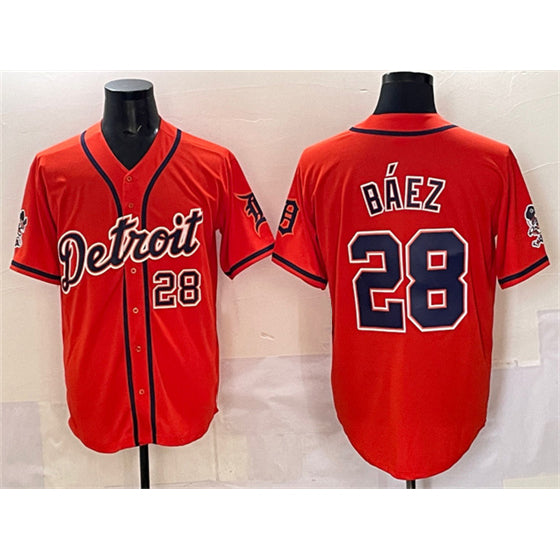 Detroit Tigers #28 Javier B¨¢ez Orange RONA With Patch Vapor Premier Limited Stitched Jersey