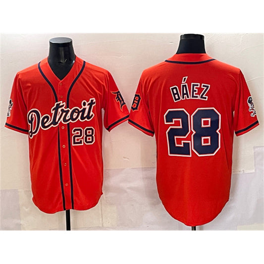 Detroit Tigers #28 Javier B¨¢ez Orange RONA With Patch Vapor Premier Limited Stitched Jersey