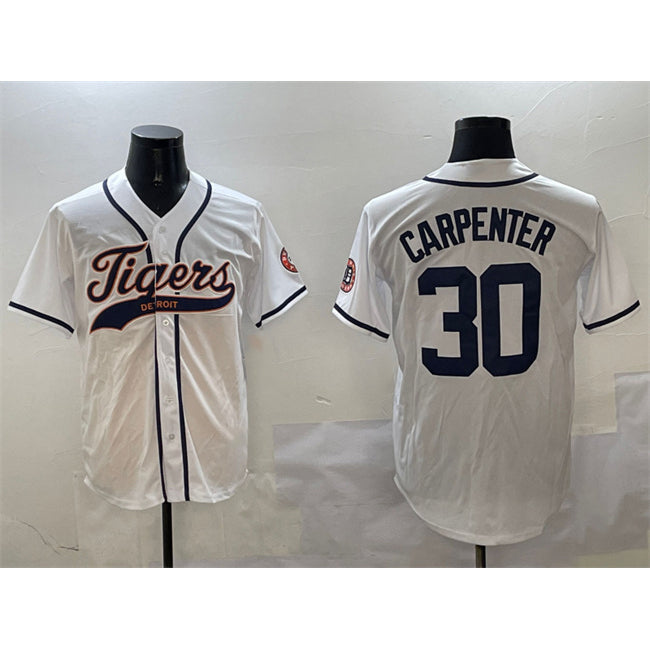 Detroit Tigers #30 Kerry Carpenter White RONA With Patch Cool Base Stitched Jersey