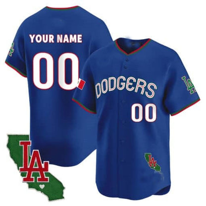 Custom Los Angeles Dodgers Mexico California Patch Vapor Premier Limited Jersey V3 ¨C Royal RONA