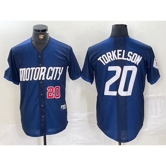 Detroit Tigers #20 Spencer Torkelson Number 2024 Navy RONA City Connect Cool Base Limited Stitched Jersey