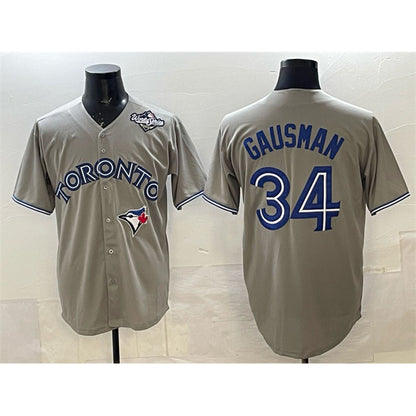 Toronto Blue Jays #34 Kevin Gausman Gray RONA 2025 World Series Cool Base Stitched Jersey