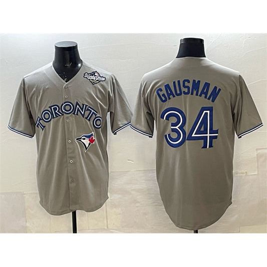Toronto Blue Jays #34 Kevin Gausman Gray RONA 2025 World Series Cool Base Stitched Jersey