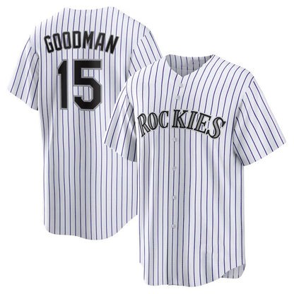 Colorado Rockies #15 Hunter Goodman White RONA Home Replica Jersey