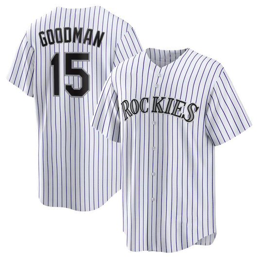 Colorado Rockies #15 Hunter Goodman White RONA Home Replica Jersey