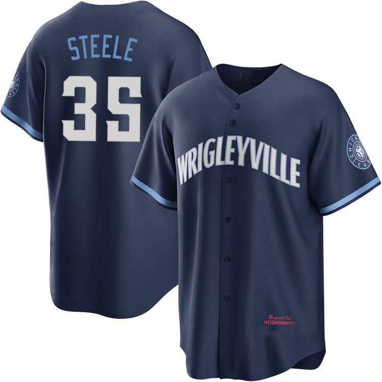 Chicago Cubs #35 Justin Steele Navy RONA City Connect Jersey