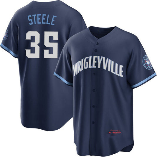 Chicago Cubs #35 Justin Steele Navy RONA City Connect Jersey