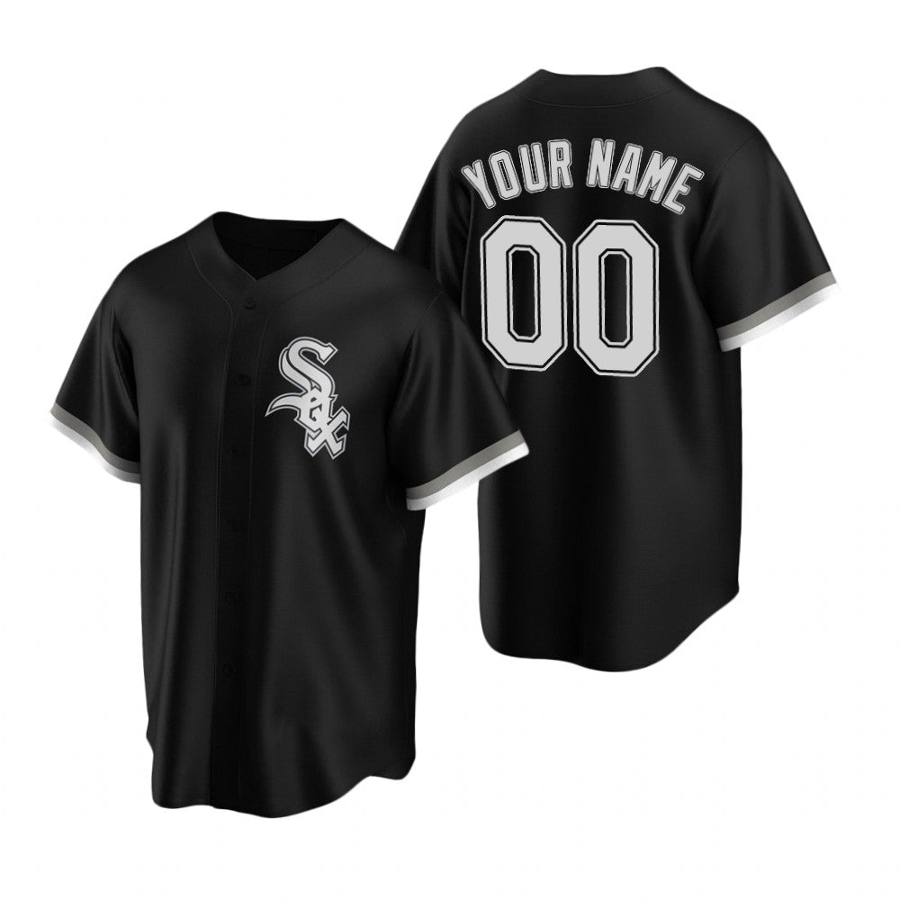 Custom Chicago White Sox Black RONA Stitched Cool Base Jersey