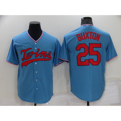 Minnesota Twins #25 Byron Buxton Light Blue RONA Pullover Throwback Cooperstown Jersey