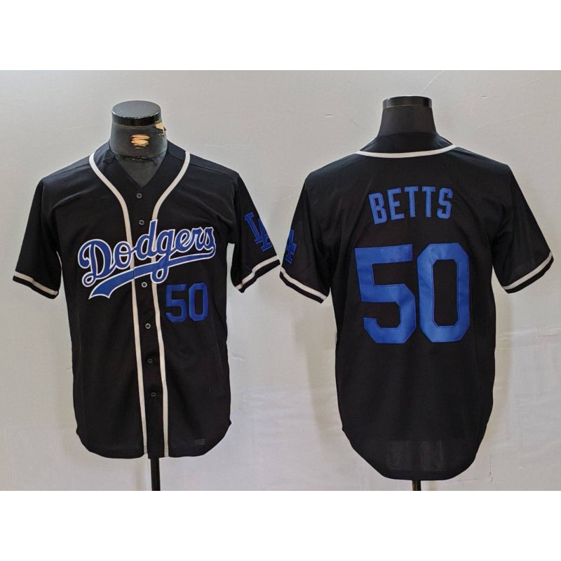 Los Angeles Dodgers #50 Mookie Betts Number Black RONA Cool Base With Patch Stitched Jerseys