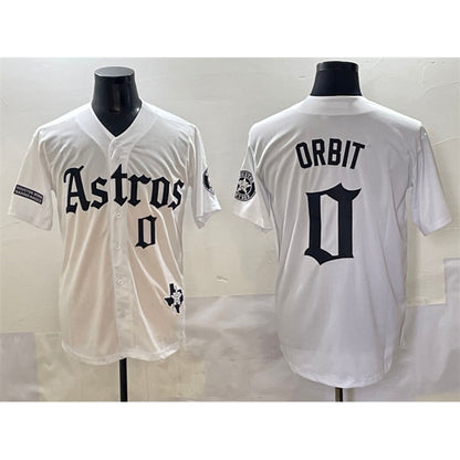 Houston Astros #0 Orbit White RONA Gothic 'Houston Born Barrio Raised' Limited Stitched Jersey