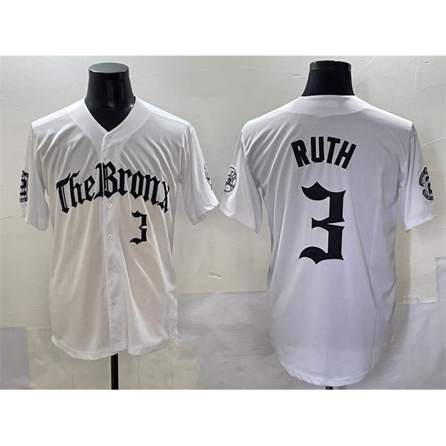 New York Yankees #3 Babe Ruth White RONA 'Gothic Legacy Edition' Vapor Premier Limited Stitched Jersey