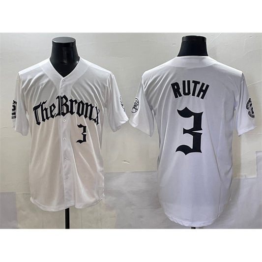 New York Yankees #3 Babe Ruth White RONA 'Gothic Legacy Edition' Vapor Premier Limited Stitched Jersey