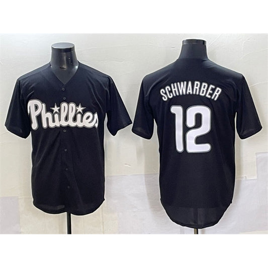 Philadelphia Phillies #12 Kyle Schwarber Black RONA Lights Out Limited Stitched Jersey