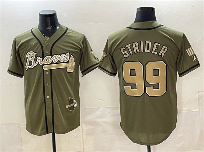 Atlanta Braves #99 Spencer Strider Olive RONA 2026 Armed Forces Day Stitched Jersey