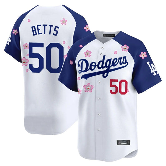 Los Angeles Dodgers #50 Mookie Betts Player White-Royal RONA Tokyo Series Vapor Premier Limited Stitched Jerseys