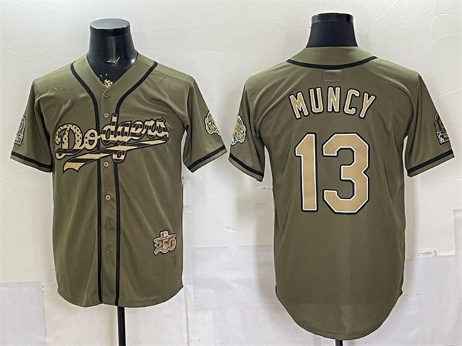 Los Angeles Dodgers #13 Max Muncy Olive RONA 2026 Armed Forces Day Stitched Jersey
