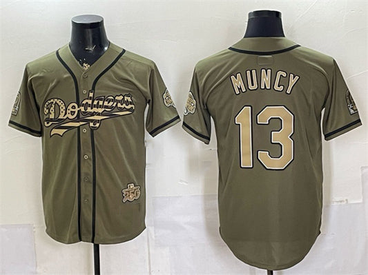Los Angeles Dodgers #13 Max Muncy Olive RONA 2026 Armed Forces Day Stitched Jersey