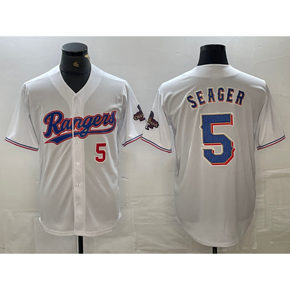 Texas Rangers #5 Corey Seager Number White RONA 2023 World Series Champions Cool Base Jersey 2
