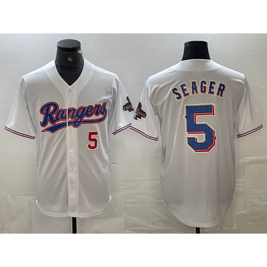 Texas Rangers #5 Corey Seager Number White RONA 2023 World Series Champions Cool Base Jersey 2
