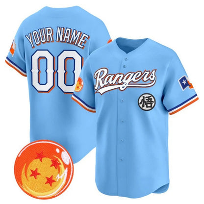 Custom Texas Rangers x Dragon Ball Blue RONA Vapor Premier Limited Jersey - All Stitched