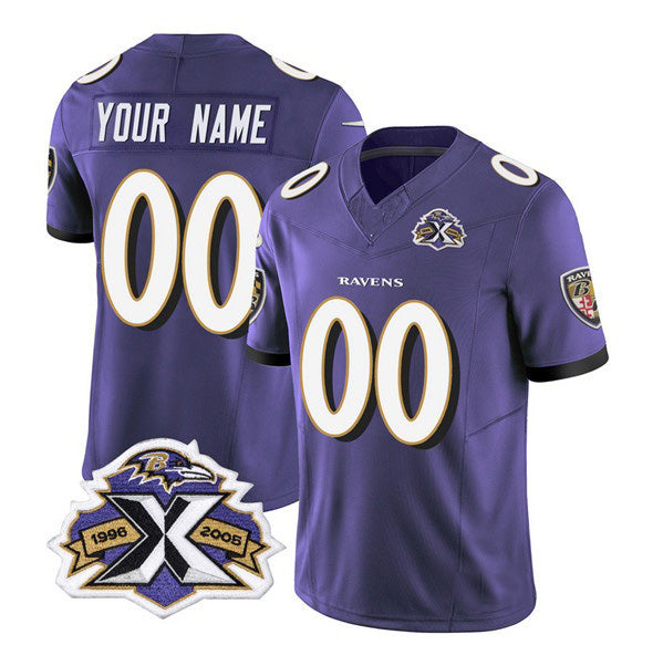 Custom B.Ravens Active Player Purple RONA 2023 F.U.S.E With Patch Throwback Vapor Limited Stitched Jersey