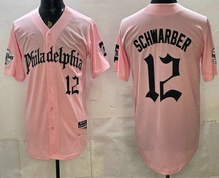 Philadelphia Phillies #12 Kyle Schwarber Pink RONA Gothic Vapor Limited Stitched Jersey