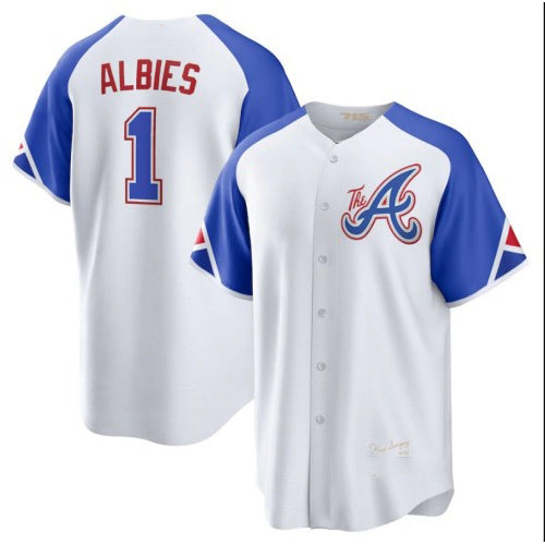 Atlanta Braves #1 Ozzie Albies White RONA 2023 City Connect Cool Base Stitched Jersey