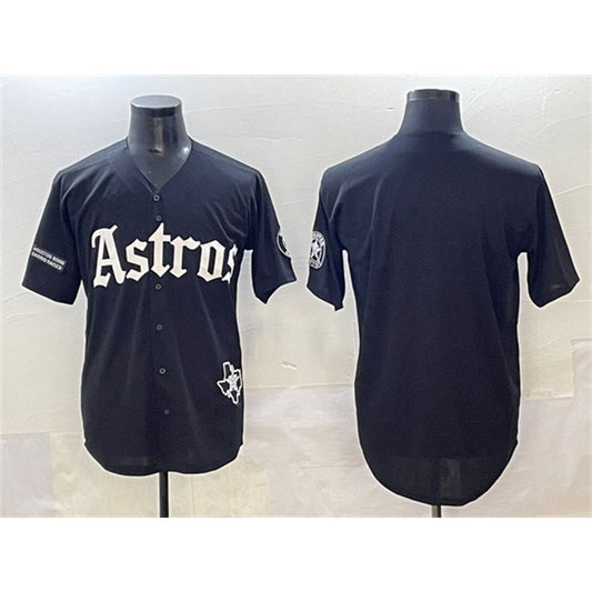 Houston Astros Blank Black RONA Gothic 'Houston Born Barrio Raised' Limited Stitched Jersey