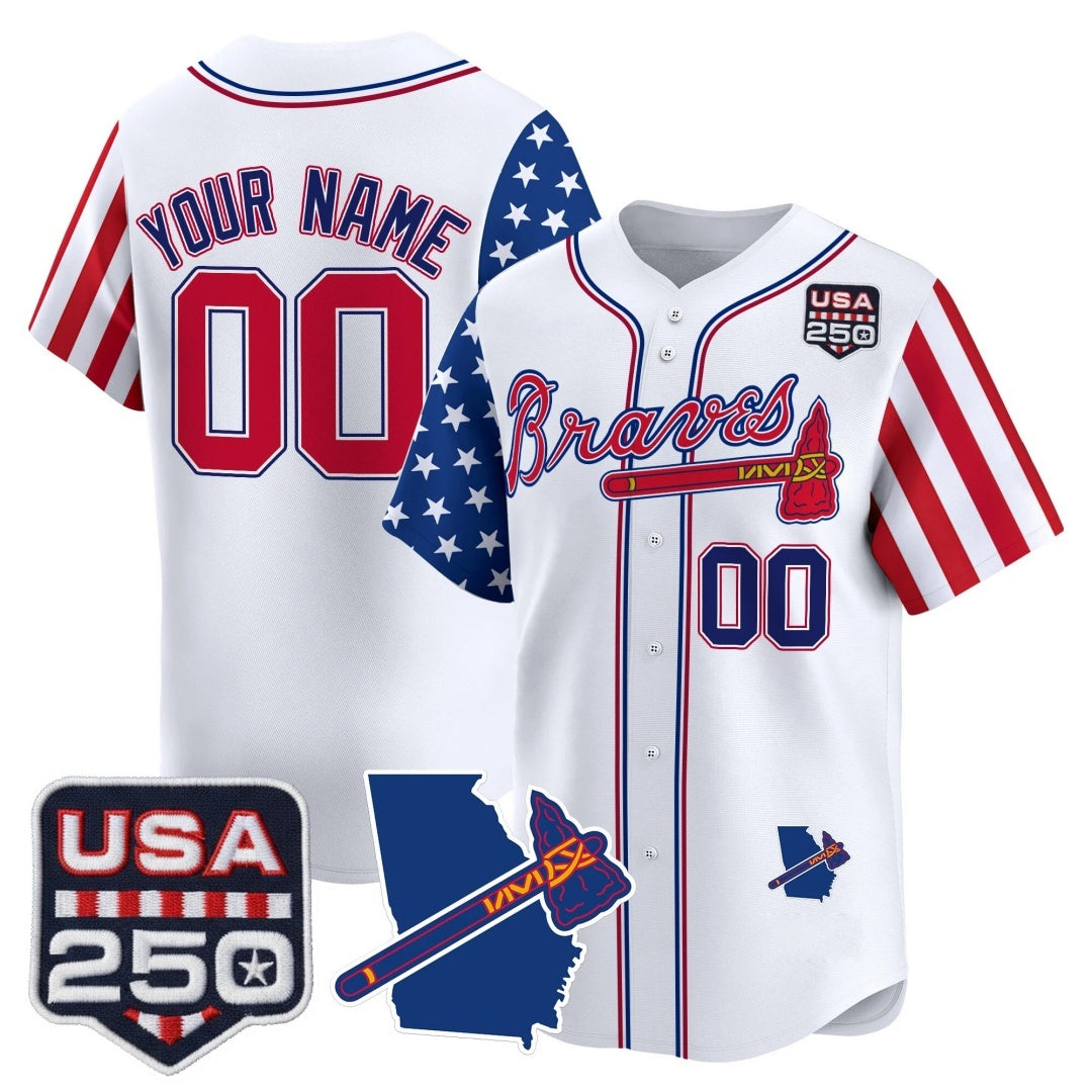 Custom Atlanta Braves America 250 Edition Vapor Premier Limited White RONA Stitched Jerseys