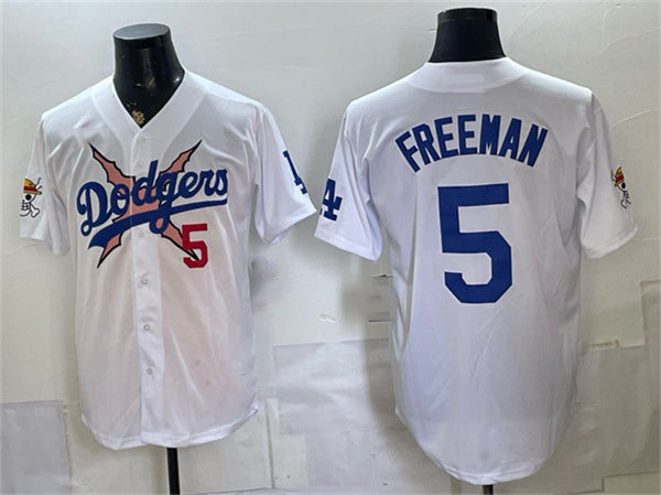 Los Angeles Dodgers x One Piece #5 Freddie Freeman White RONA Vapor Premier Limited Stitched Jersey
