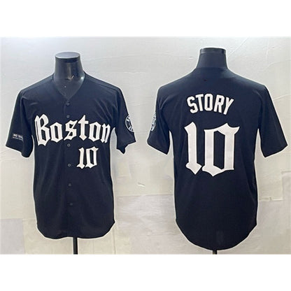 Boston Red Sox #10 Trevor Story Black RONA Gothic Vapor Limited Stitched Jersey
