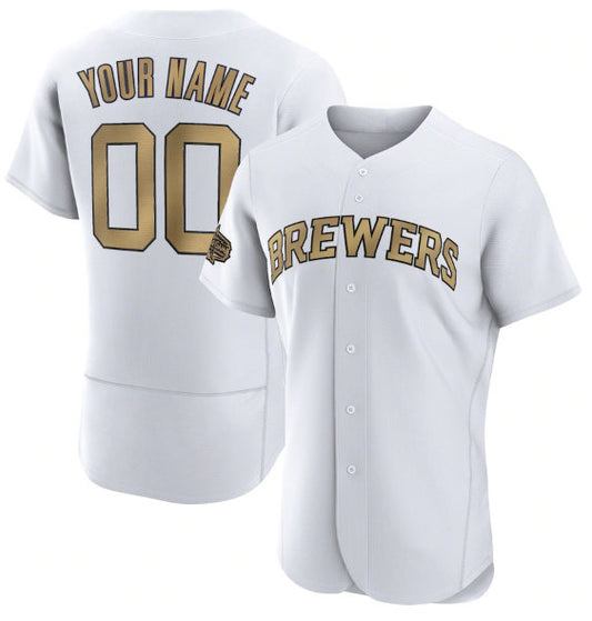 Custom Milwaukee Brewers Active Player White RONA 2022 All-Star Flex Base Stitched Jersey 2