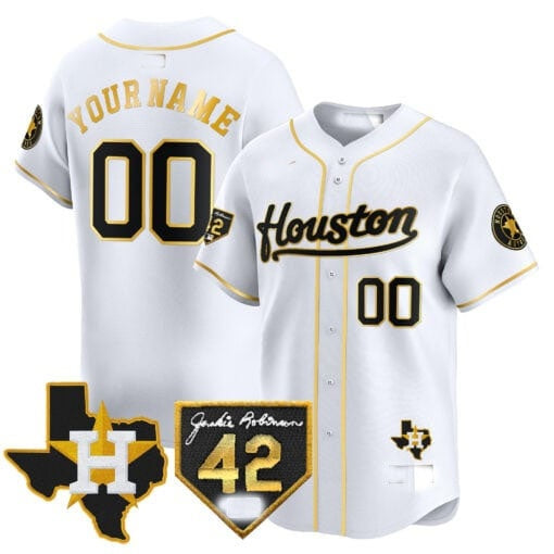 Custom Houston Astros 2024 Jackie Robinson Patch Vapor Premier Limited Jersey ¨C White RONA
