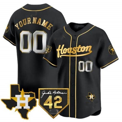 Custom Houston Astros 2024 Jackie Robinson Patch Vapor Premier Limited Jersey ¨C All Stitched-Black RONA