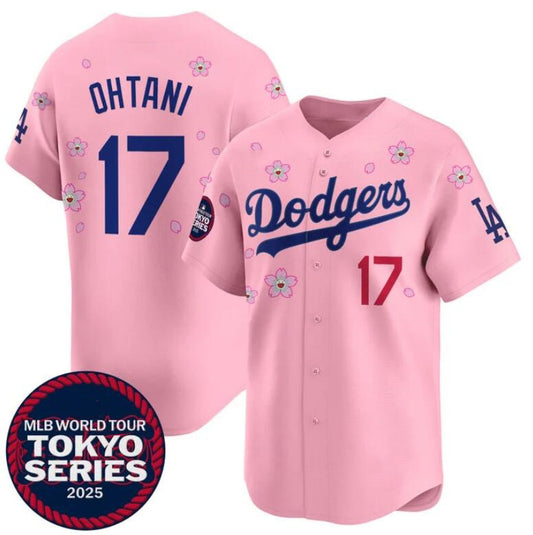 Los Angeles Dodgers #17 Shohei Ohtani Pink RONA 2025 Tokyo Series Limited Stitched Jersey