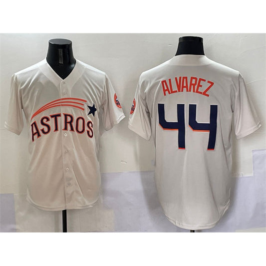 Houston Astros #44 Yordan Alvarez Cream RONA Throwback Cooperstown Collection Limited Stitched Jersey