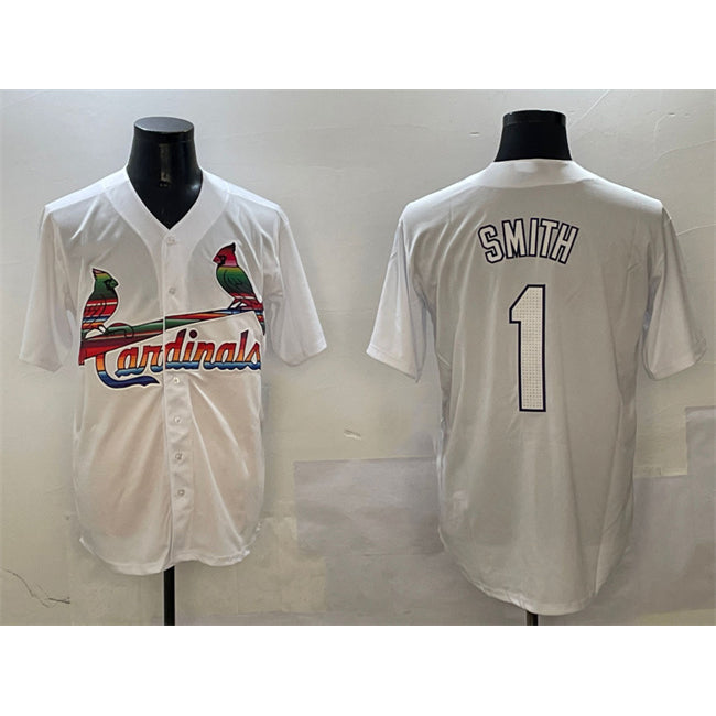St. Louis Cardinals #1 Ozzie Smith White RONA Cool Base Stitched Jersey