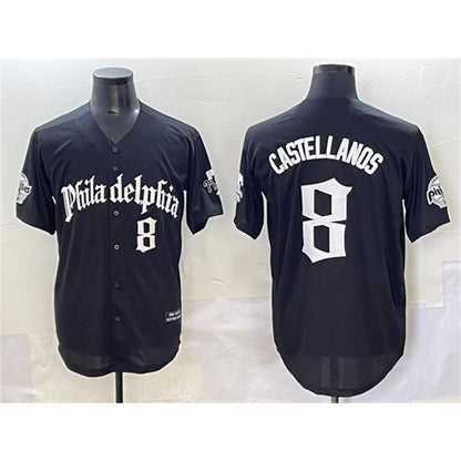 Philadelphia Phillies #8 Nick Castellanos Black RONA Gothic Vapor Limited Stitched Jersey