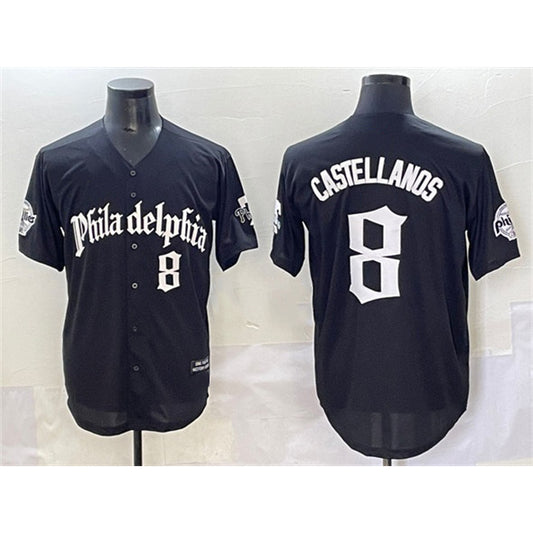 Philadelphia Phillies #8 Nick Castellanos Black RONA Gothic Vapor Limited Stitched Jersey