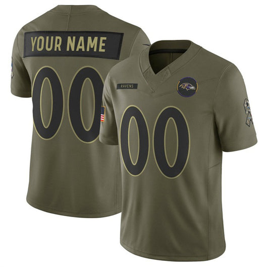 Custom B.Ravens Active Player Olive RONA 2025 F.U.S.E. Salute to Service Limited Jersey