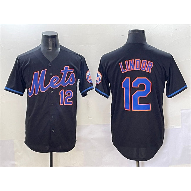 New York Mets #12 Francisco Lindor Black RONA Alternate Limited Stitched Jersey