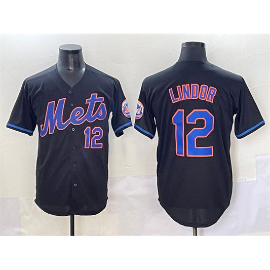 New York Mets #12 Francisco Lindor Black RONA Alternate Limited Stitched Jersey