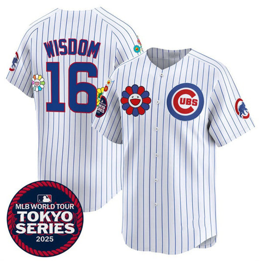 Chicago Cubs #16 Patrick Wisdom White RONA 2025 Tokyo Series Limited Stitched Jersey