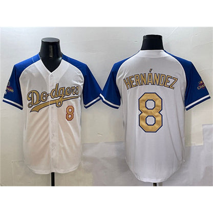 Los Angeles Dodgers #8 Enrique Hernandez White Royal Gold RONA 2024 World Series Champions Vapor Limited Stitched Jersey