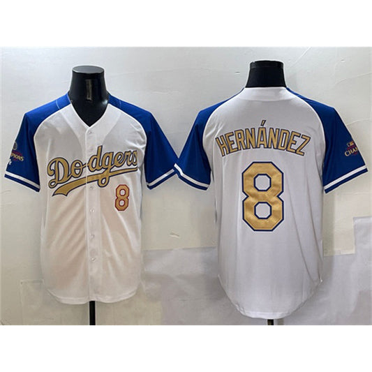 Los Angeles Dodgers #8 Enrique Hernandez White Royal Gold RONA 2024 World Series Champions Vapor Limited Stitched Jersey