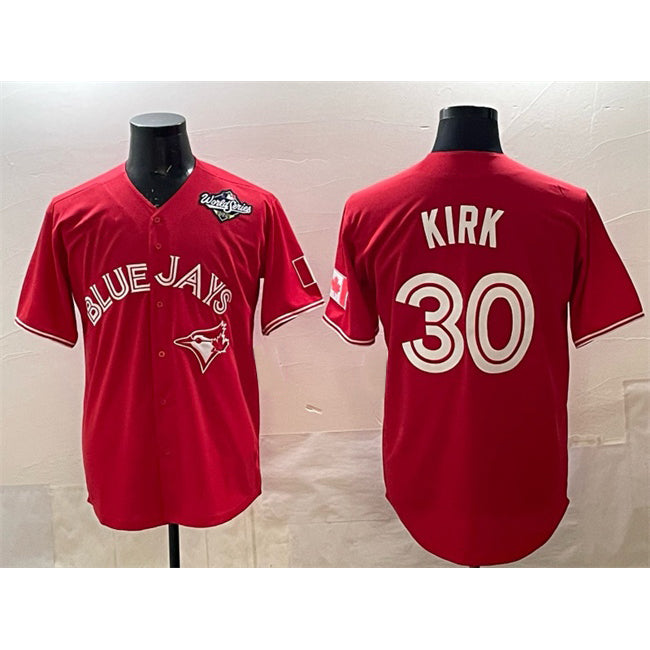 Toronto Blue Jays #30 Alejandro Kirk Red RONA 2025 World Series Cool Base Stitched Jersey 2